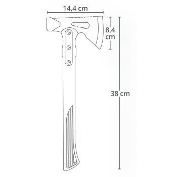 Preview: Universalaxt mit Hammer von Origin Outdoors, Draufsicht auf weißem Hintergrund